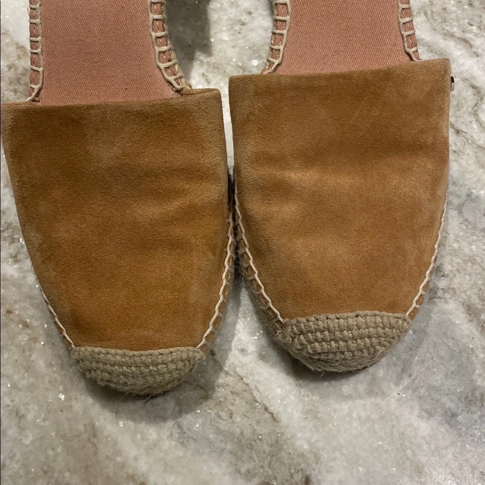 Kate Spade 8 Paloma Camel Tan Suede Studded Espadrille Wedges w/ Ankle Strap - Picture 4 of 9
